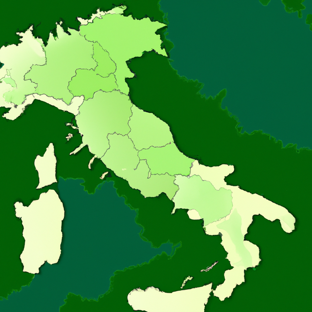 Mappa dell'Italia con regioni evidenziate